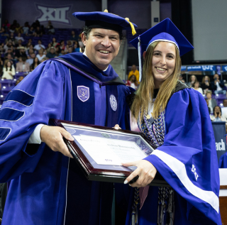 TCU Chancellor Commencement Walk Chancellor Daniel W. Pullin, in full academic regalia, during a commencement ceremony